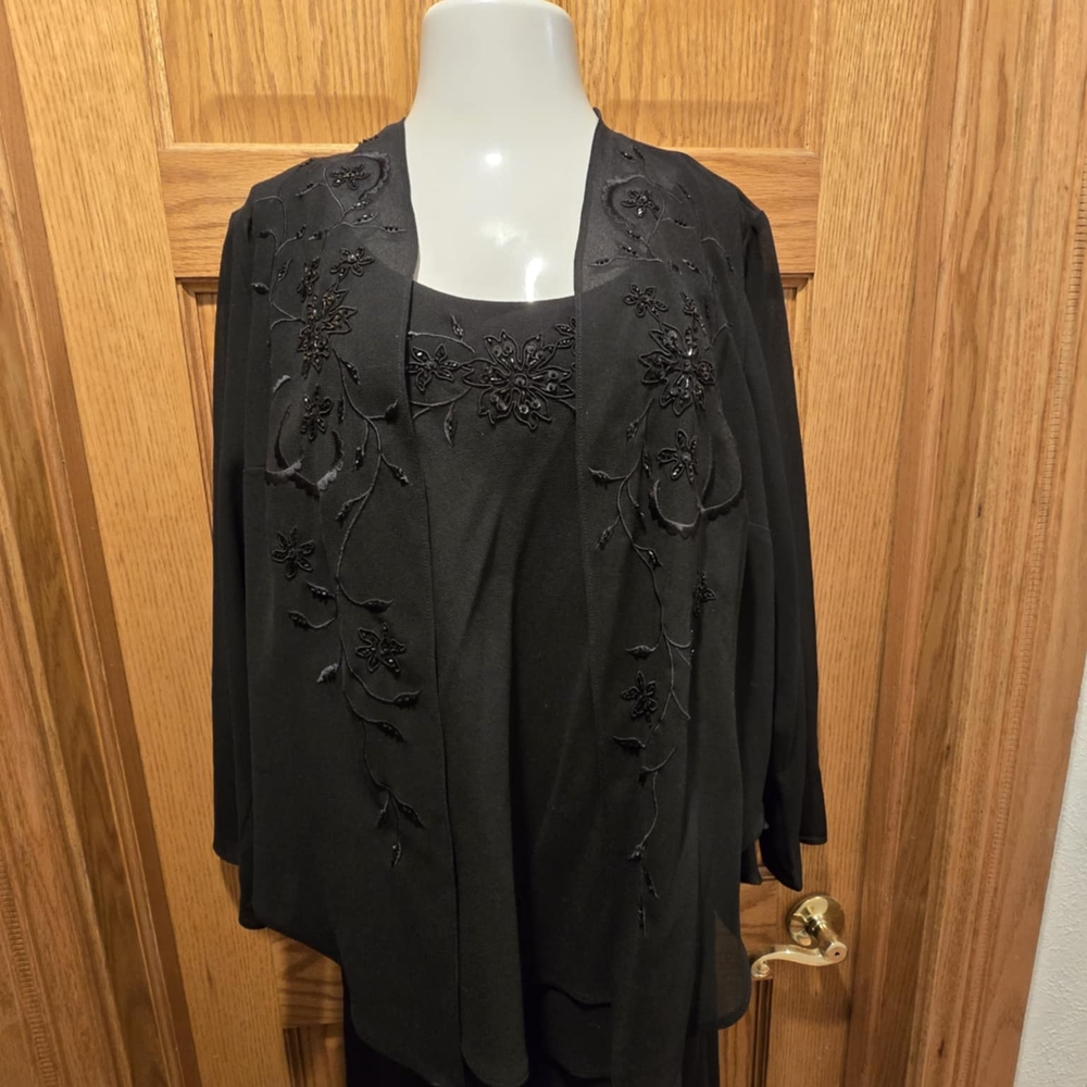 Studio I Black Cardigan Dress with Intricate Embellishments